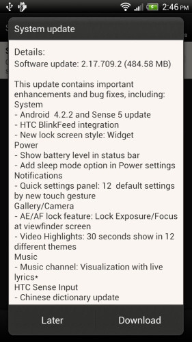 Обновление HTC One X+ до Android 4.2.2